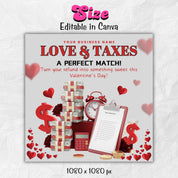 Tax Preparation Flyer, Valentine's Tax Flyer, Tax Season, Tax Prep Season Flyer, Accountant Flyer, Editable Tax Prep Instagram Template