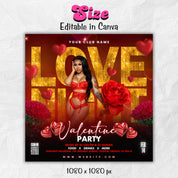 Valentines Party Flyer, Valentines Day Party Flyer, Valentine's club flyer, Valentines Invite, Valentine's Nightclub Party, Canva Editable