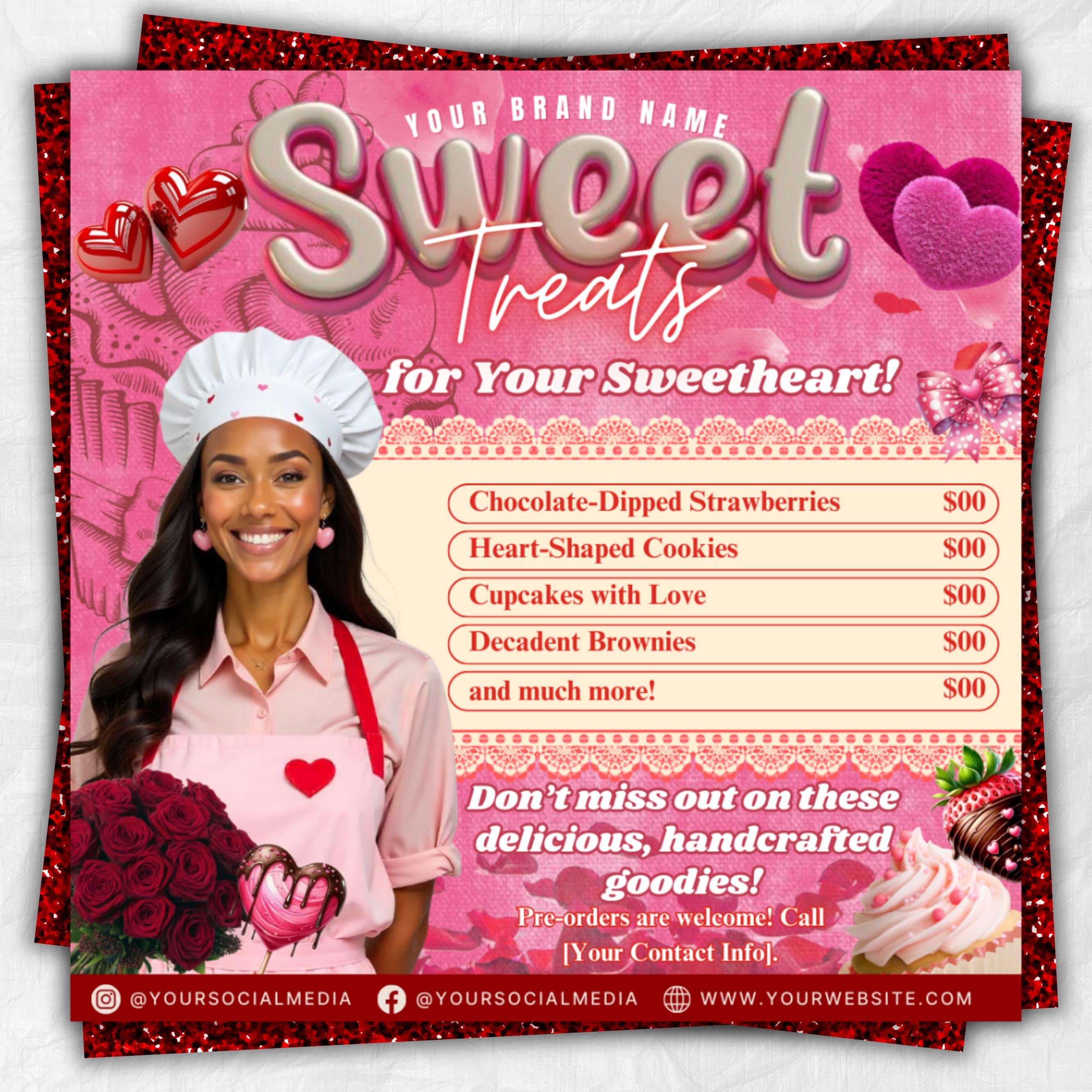 Valentine's Sweet Treats Flyer, February Bake Sale Flyer, Valentine Special Bakery Flyer, Valentine Sale Flyer, Canva Editable Template