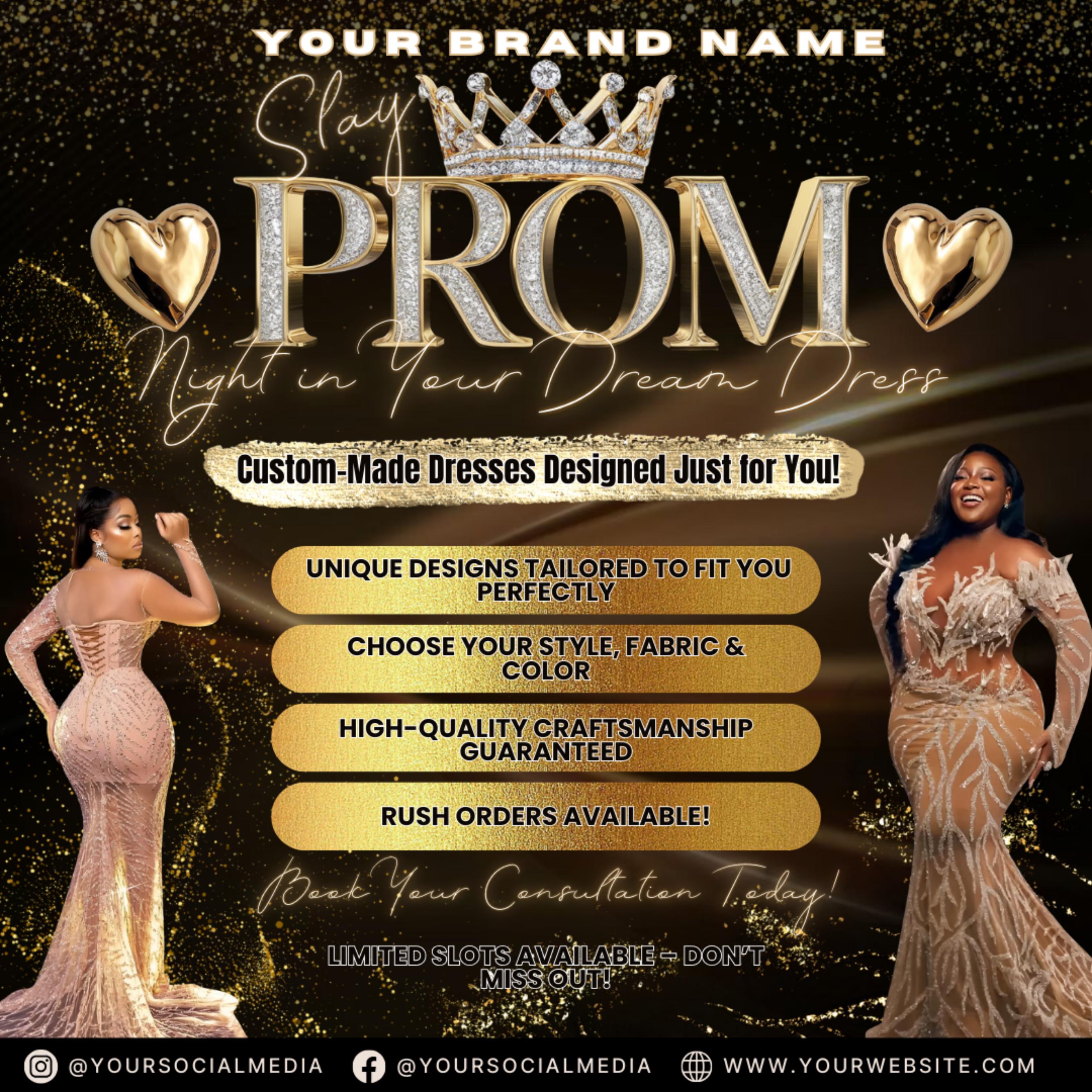 Prom Dress Flyer, Prom Flyer, Prom Flyer Template, Prom Dress flyer Template ,Prom Fashion Flyer,Prom Party Celebration Flyer Canva Template