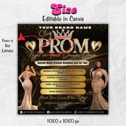 Prom Dress Flyer, Prom Flyer, Prom Flyer Template, Prom Dress flyer Template ,Prom Fashion Flyer,Prom Party Celebration Flyer Canva Template