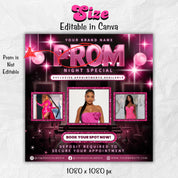 Prom Makeup Specials Flyer, Prom Makeup Artist Flyer, Prom Queen Mua Flyer, Prom Appointments Bookings,Social Media Instagram Canva Template