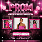 Prom Makeup Specials Flyer, Prom Makeup Artist Flyer, Prom Queen Mua Flyer, Prom Appointments Bookings,Social Media Instagram Canva Template