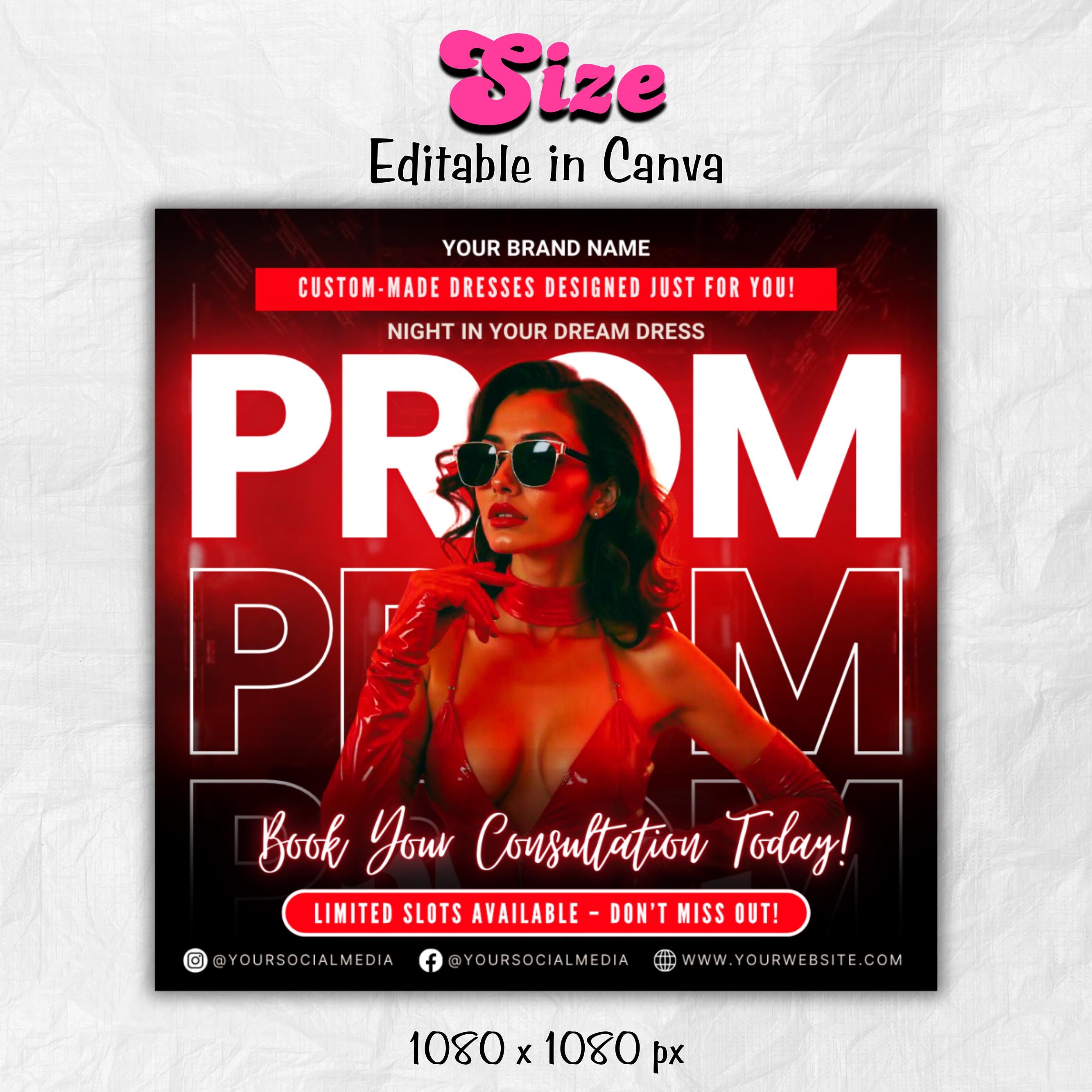 Prom Dress Flyer, Prom Flyer, Prom Flyer Template, Prom Dress flyer Template ,Prom Fashion Flyer,Prom Party Celebration Flyer Canva Template