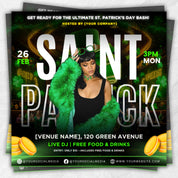Saint Patrick's Day Party Flyer, St Patrick's Day Invitation, St Patrick's Nightclub Flyer, Saint Patrick's Celebration Flyer Canva Editable
