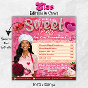 Valentine's Sweet Treats Flyer, February Bake Sale Flyer, Valentine Special Bakery Flyer, Valentine Sale Flyer, Canva Editable Template