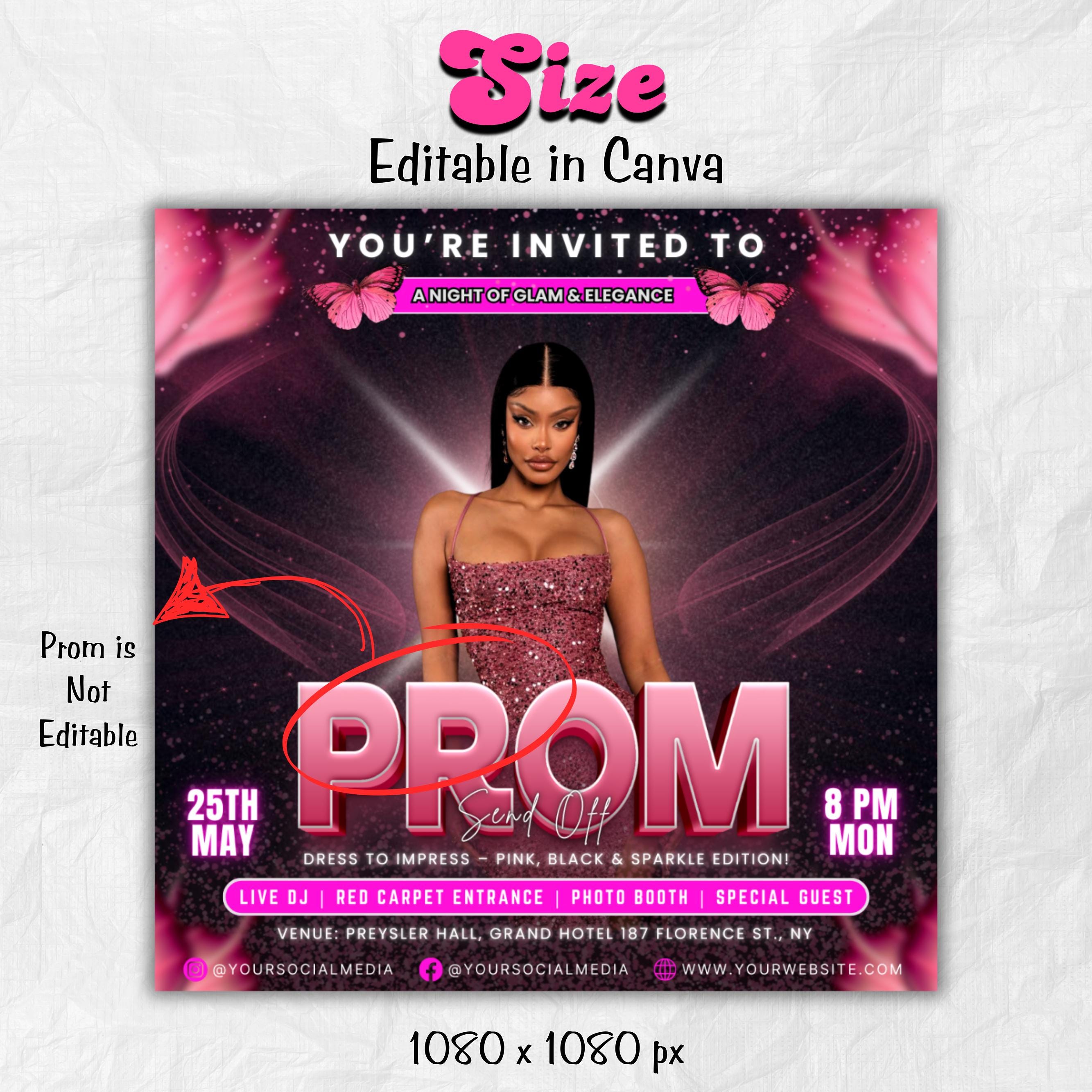 Prom Invitation, Prom Send Off Flyer, Prom Invitation Flyer, Prom Flyer, Prom Invite Flyer,Prom Party Invite,Canva Template,instant download