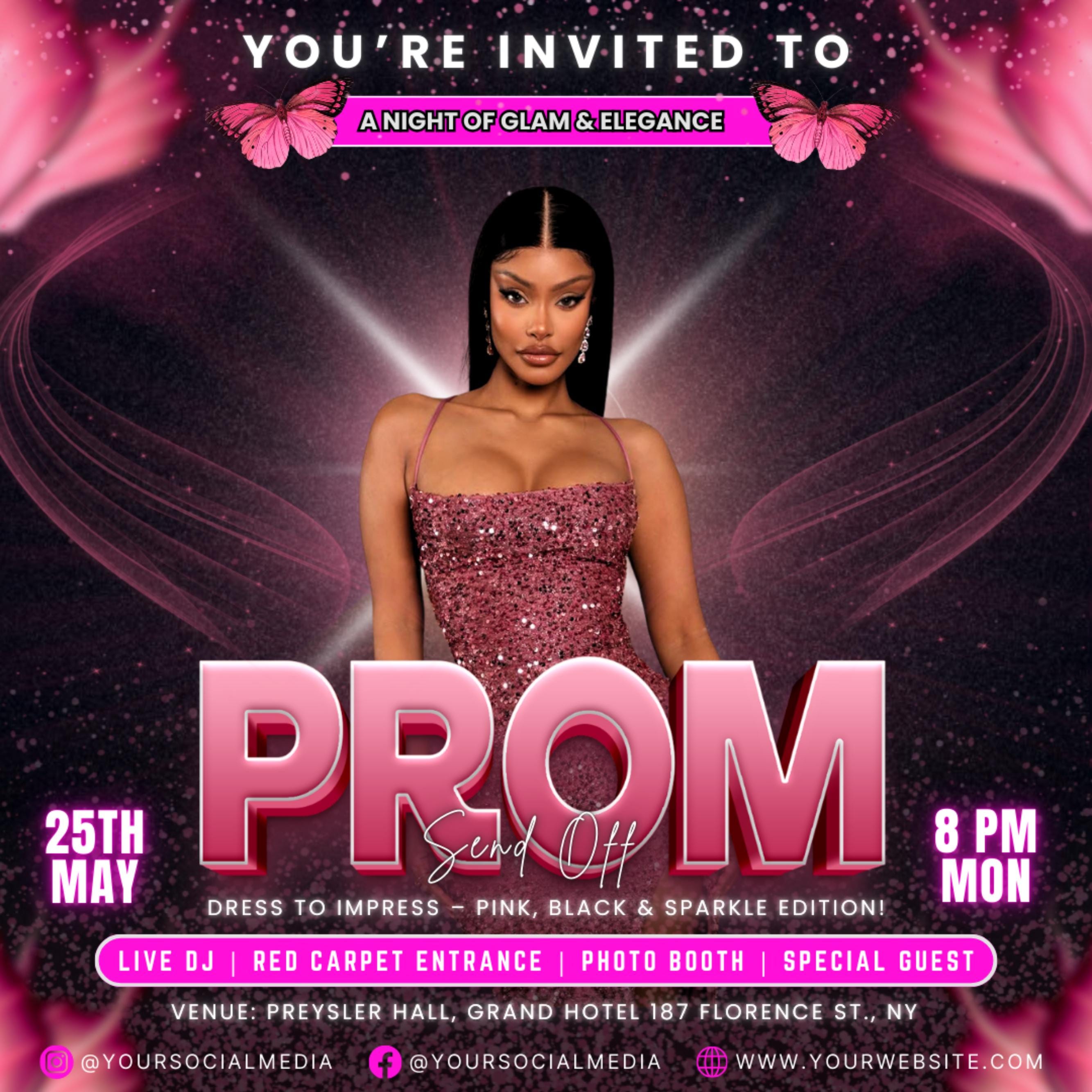 Prom Invitation, Prom Send Off Flyer, Prom Invitation Flyer, Prom Flyer, Prom Invite Flyer,Prom Party Invite,Canva Template,instant download