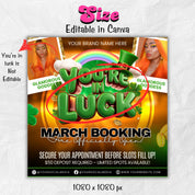 March Booking Flyer, St. Patricks Day Flyer, March Books, March Madness Flyer Nail Booking Flyer,Makeup Flyer Lash Tech Flyer,Canva Template