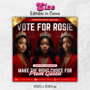 Vote Prom Queen Flyer, Prom Flyer, Prom Queen Campaign, Prom Queen Flyer, Campaign Flyer, High School Class of 2025, Homecoming Queen Flyer