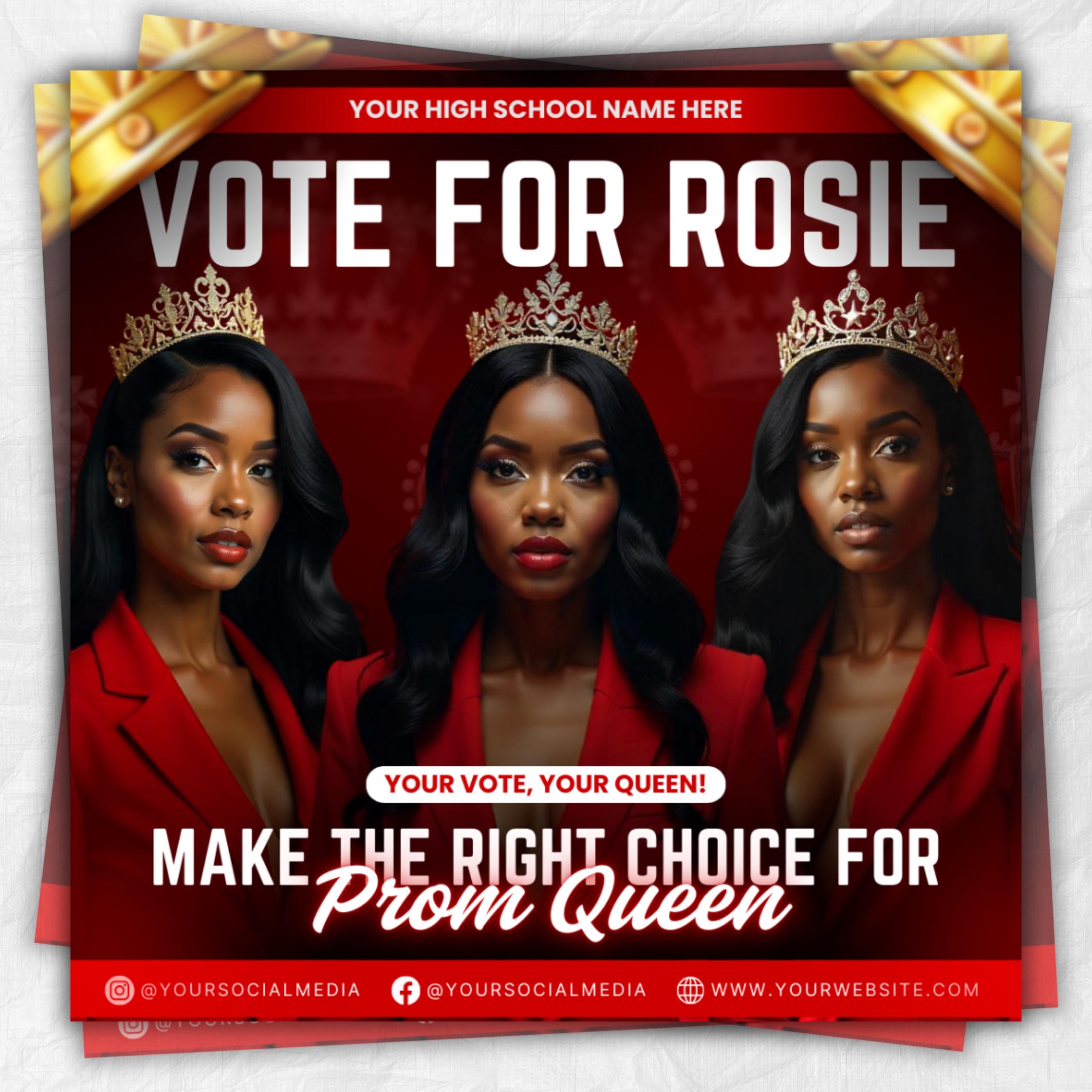 Vote Prom Queen Flyer, Prom Flyer, Prom Queen Campaign, Prom Queen Flyer, Campaign Flyer, High School Class of 2025, Homecoming Queen Flyer
