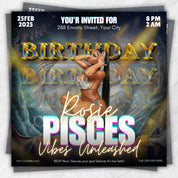 Pisces Birthday Flyer, Pisces Flyer, Birthday flyer, Pisces Bash Flyer, Bday Flyer, Birthday Event, Invitation Flyer, Canva Template