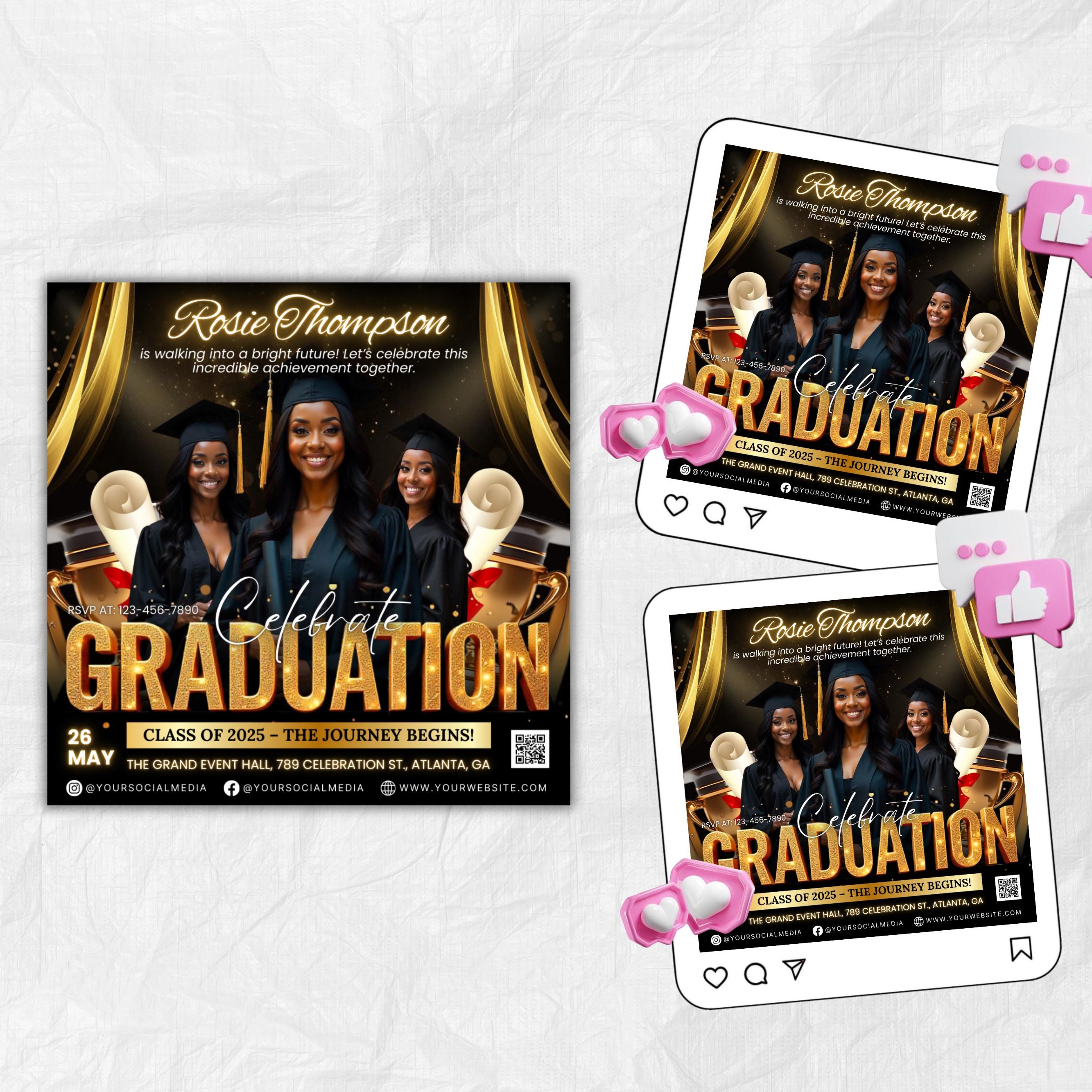 Graduate Flyer, Graduation Party, Graduation Invitation, Grad She Did It Party, Class Of 2025 Flyer, Grad Announcement Flyer, Canva Template
