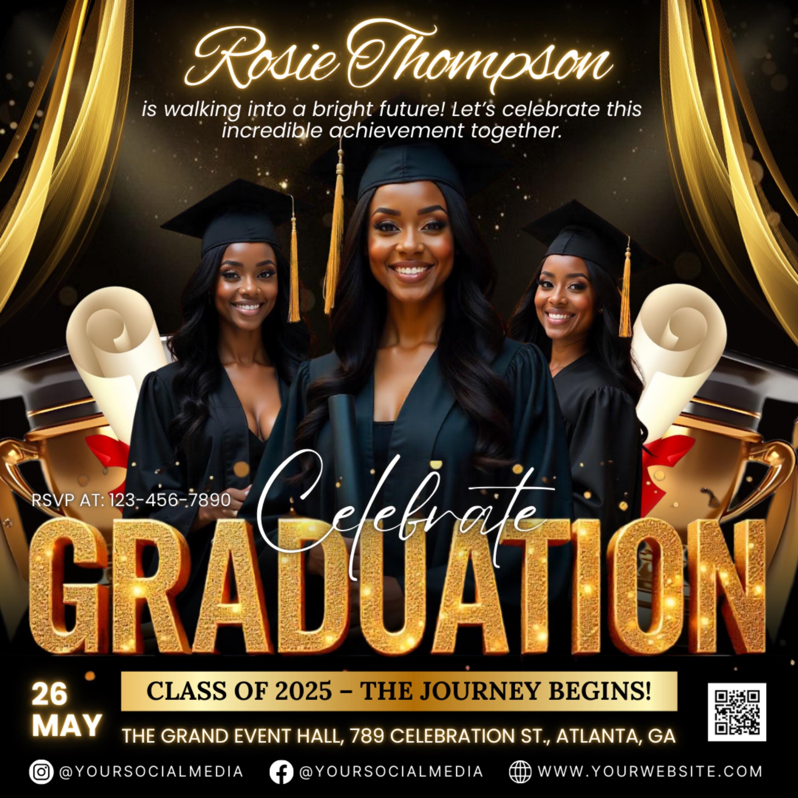 Graduate Flyer, Graduation Party, Graduation Invitation, Grad She Did It Party, Class Of 2025 Flyer, Grad Announcement Flyer, Canva Template