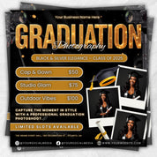 Graduation Photoshoot Flyer, Graduation Photos Flyer, Photographer Flyer, Grad Photo Shoot Flyer, Graduation Season Flyer, Canva Template,