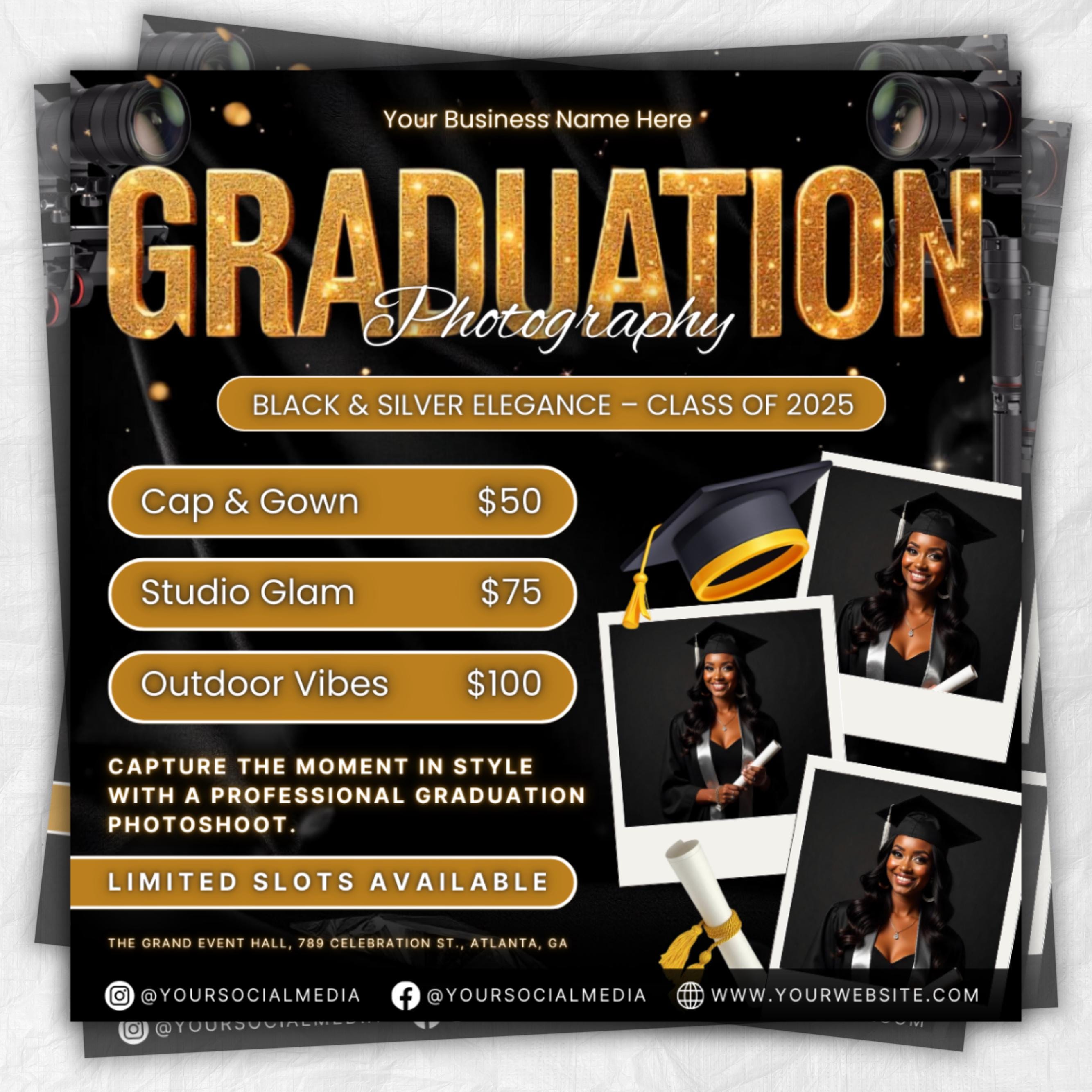 Graduation Photoshoot Flyer, Graduation Photos Flyer, Photographer Flyer, Grad Photo Shoot Flyer, Graduation Season Flyer, Canva Template,