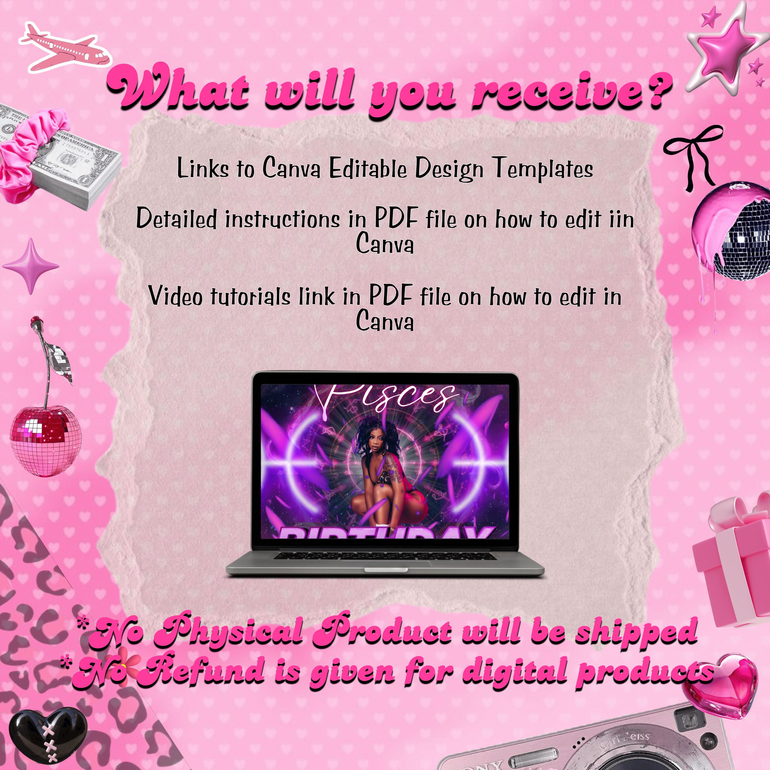 Pisces Birthday Flyer, Pisces Flyer, Birthday flyer, Pisces Bash Flyer, Bday Flyer, Birthday Event, Invitation Flyer, Canva Template
