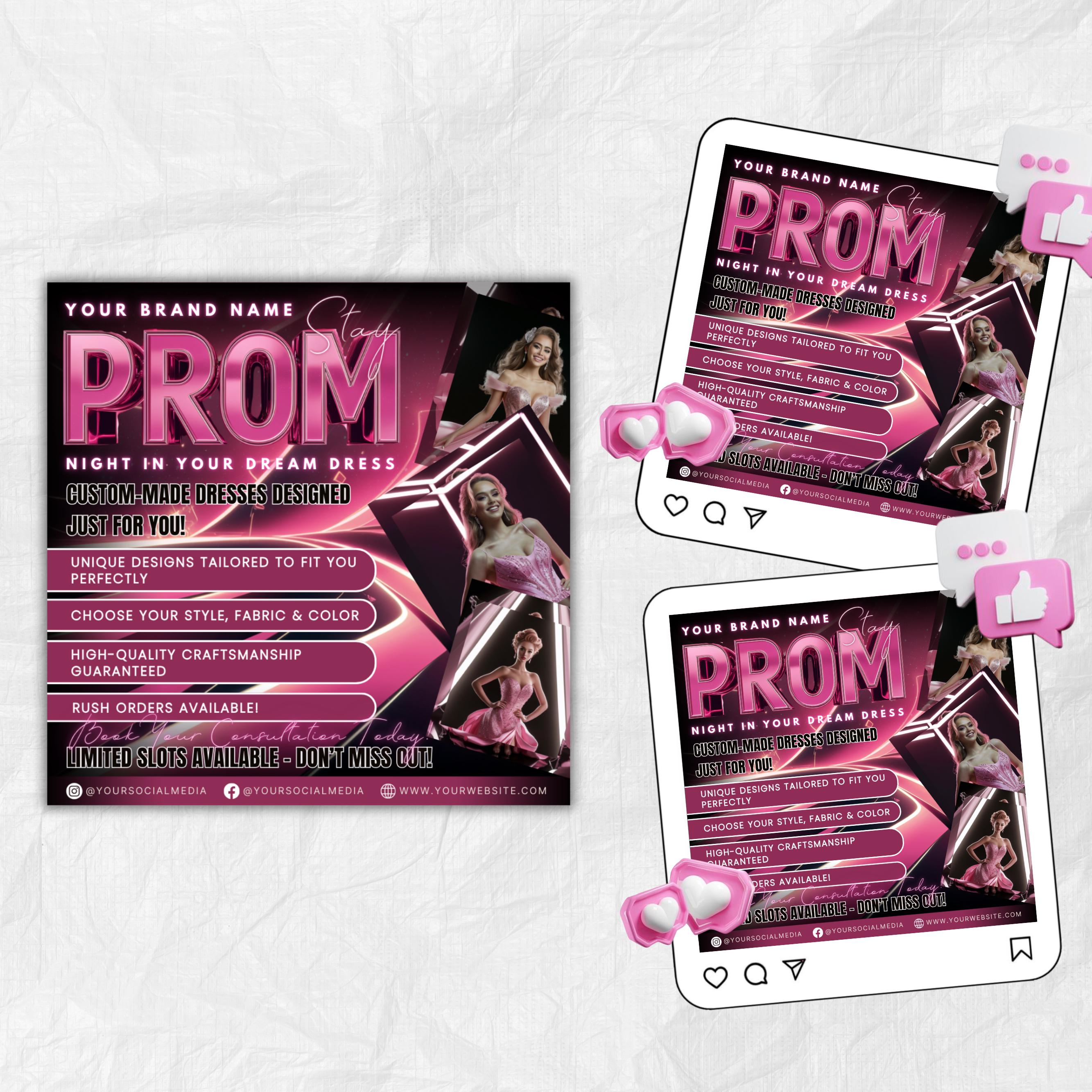 Prom Dress Flyer, Prom Flyer, Prom Flyer Template, Prom Dress flyer Template ,Prom Fashion Flyer,Prom Party Celebration Flyer Canva Template