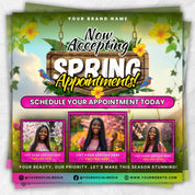 Spring Booking Flyer, Spring Sale, Spring Break Sale Flyer, DIY Flyer Template Design, Spring Flyer, Hair Lash Nail Makeup Braids Wigs Canva