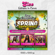 Spring Booking Flyer, Spring Sale, Spring Break Sale Flyer, DIY Flyer Template Design, Spring Flyer, Hair Lash Nail Makeup Braids Wigs Canva