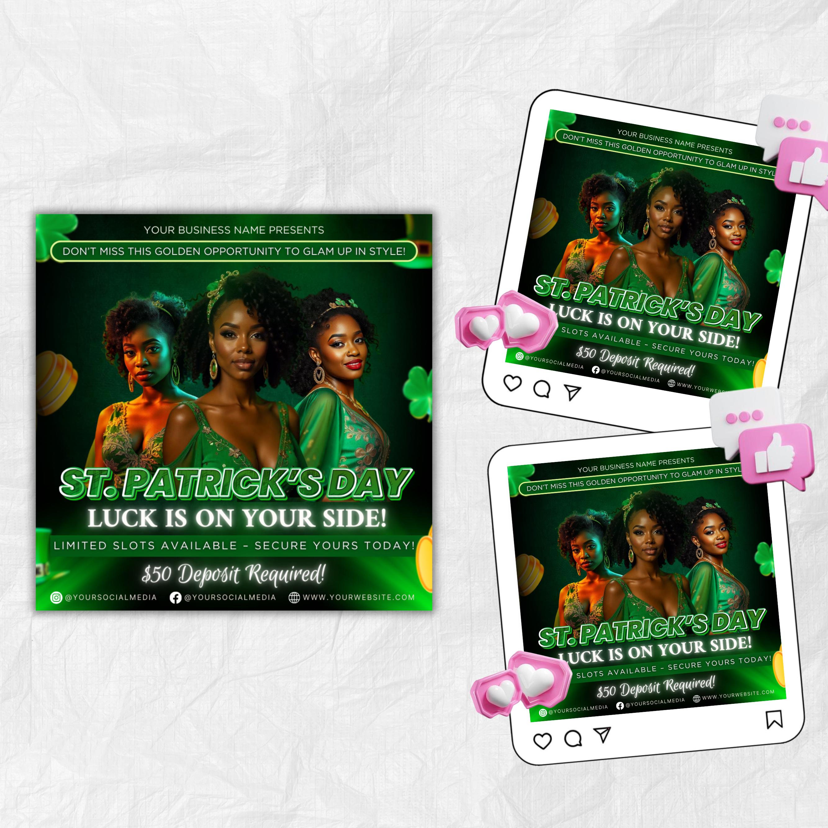 Saint Patrick's Day Bookings Flyer, March Specials Beauty Flyer, March Booking Flyer, St. Patrick's Day Flyer, Canva Template