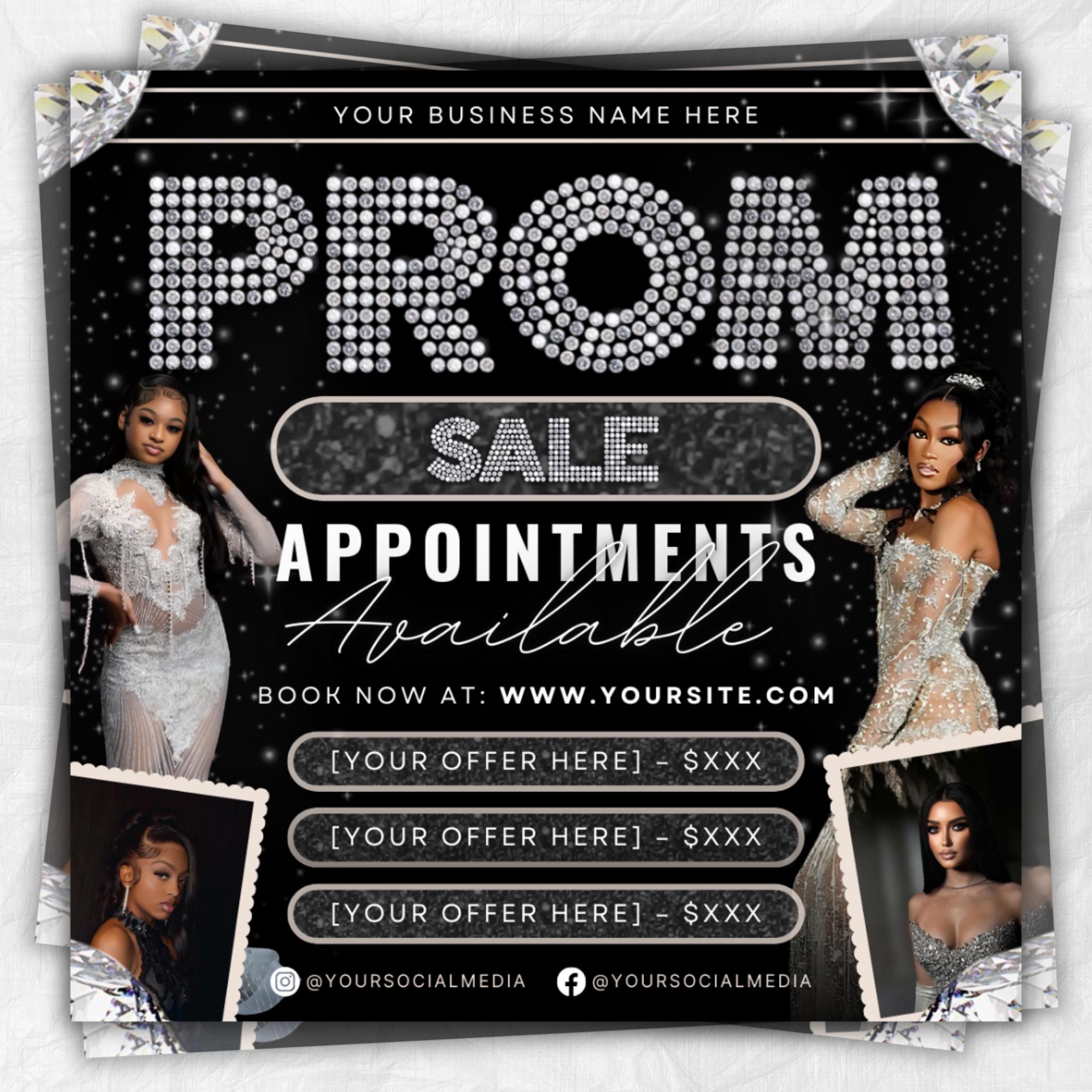 Prom Makeup Specials Flyer, Prom Makeup Artist Flyer, Prom Queen MUA Flyer, Prom Appointments Bookings,Social Media Instagram Canva Template
