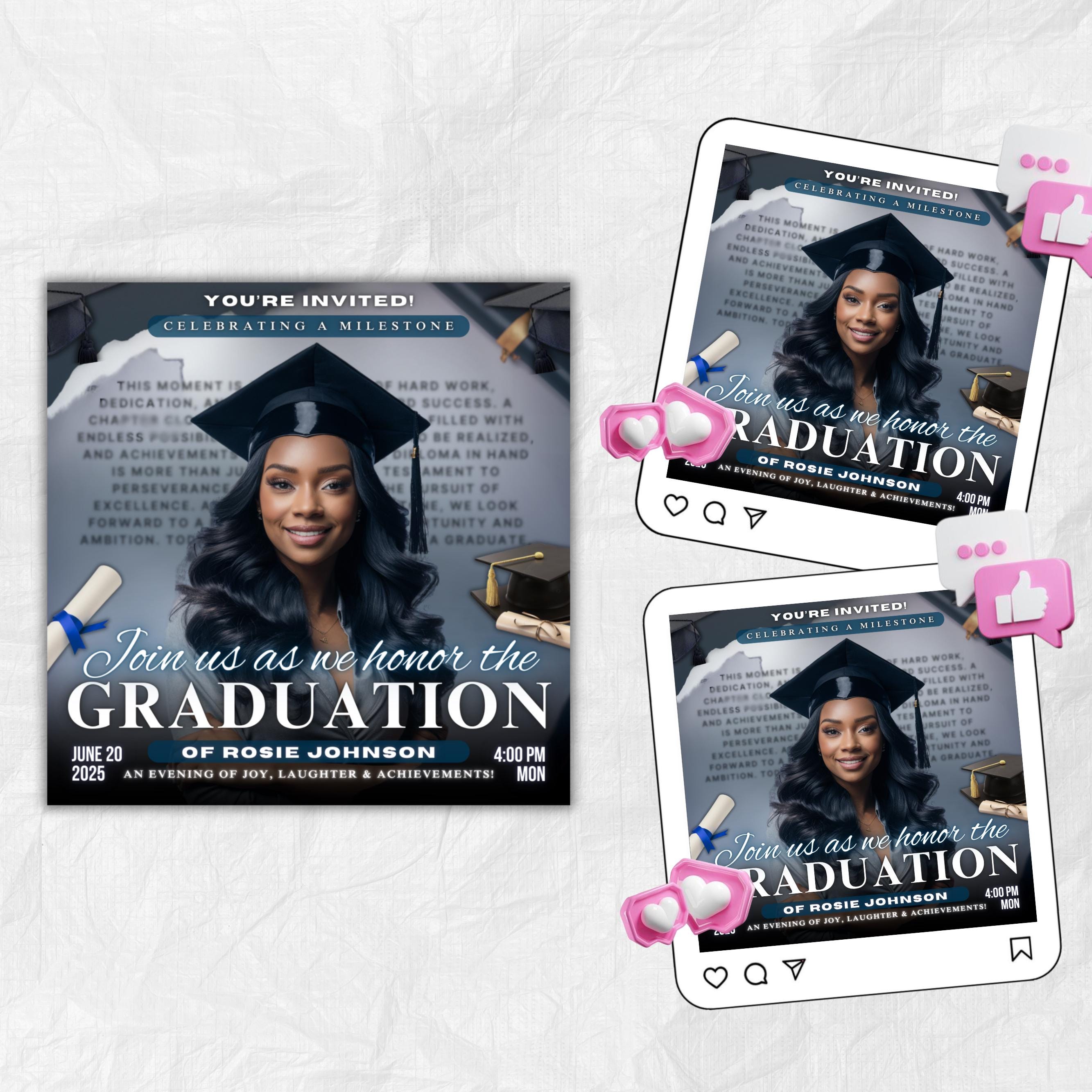 Graduate Flyer, Graduation Party, Graduation Invitation, Grad She Did It Party, Class Of 2025 Flyer, Grad Announcement Flyer, Canva Template