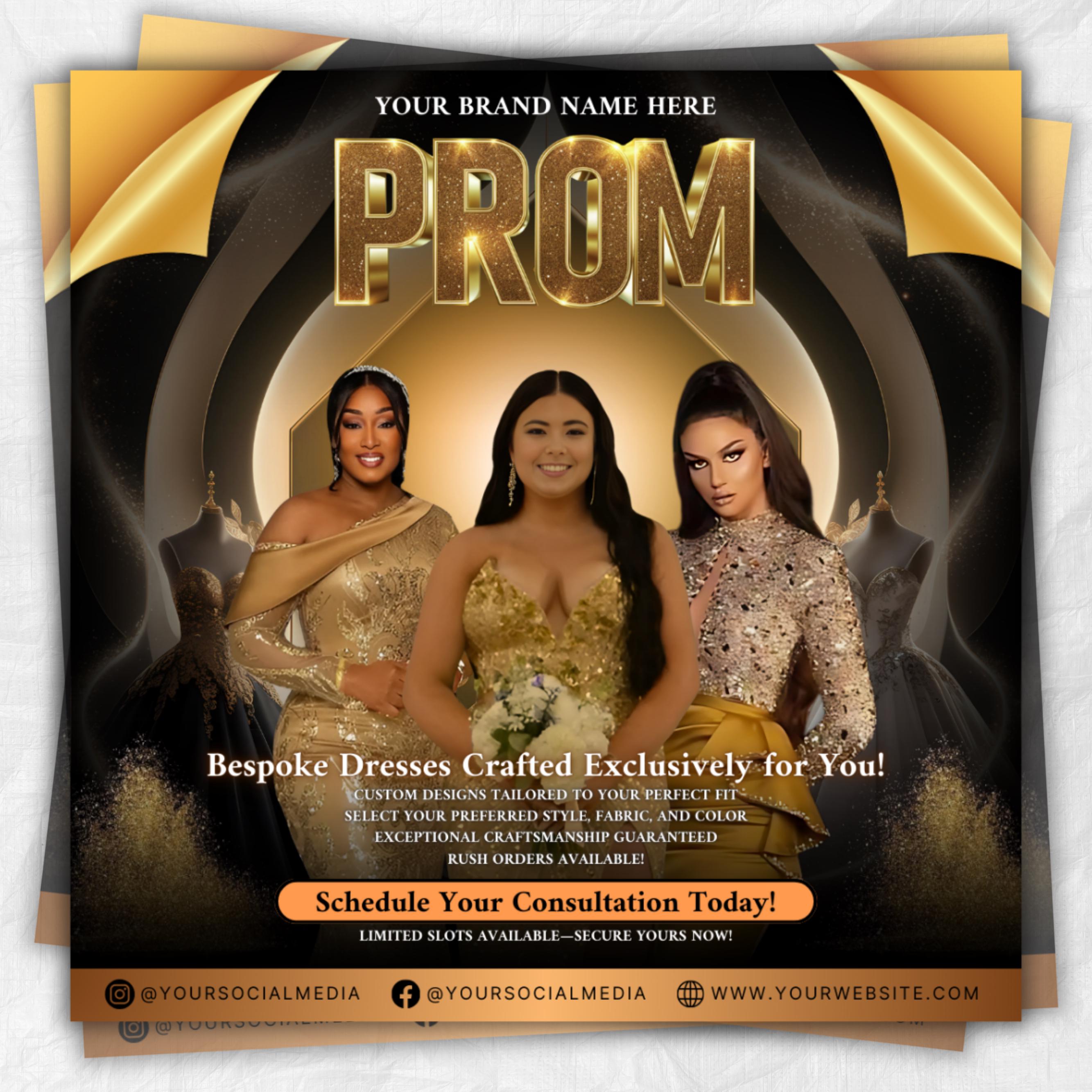 Prom Dress Flyer, Prom Fashion Flyer, Prom Flyer, Prom Flyer Template, Prom Dress flyer Template, Prom Party Dress Flyer Canva Template