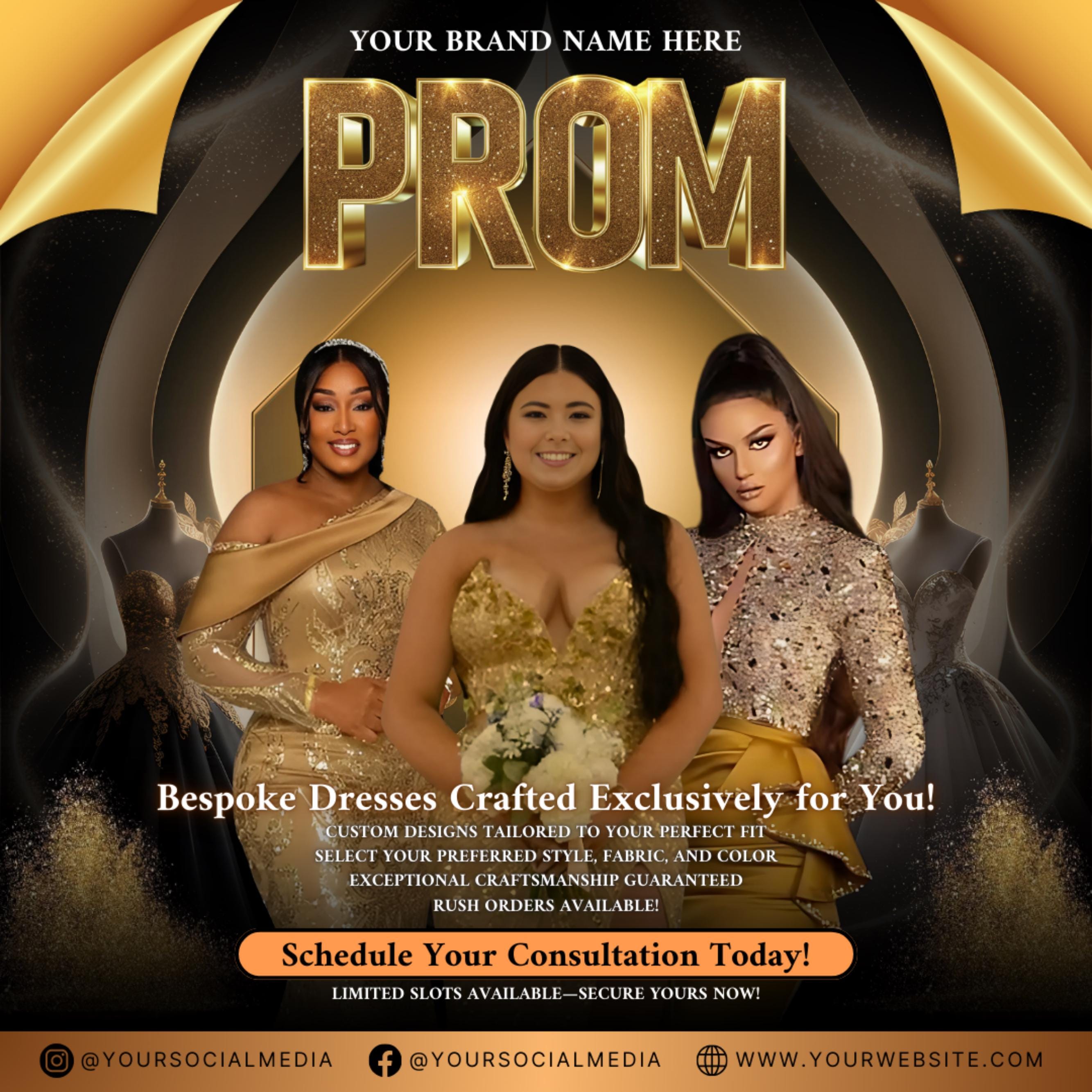 Prom Dress Flyer, Prom Fashion Flyer, Prom Flyer, Prom Flyer Template, Prom Dress flyer Template, Prom Party Dress Flyer Canva Template