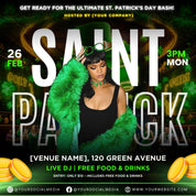 Saint Patrick's Day Party Flyer, St Patrick's Day Invitation, St Patrick's Nightclub Flyer, Saint Patrick's Celebration Flyer Canva Editable