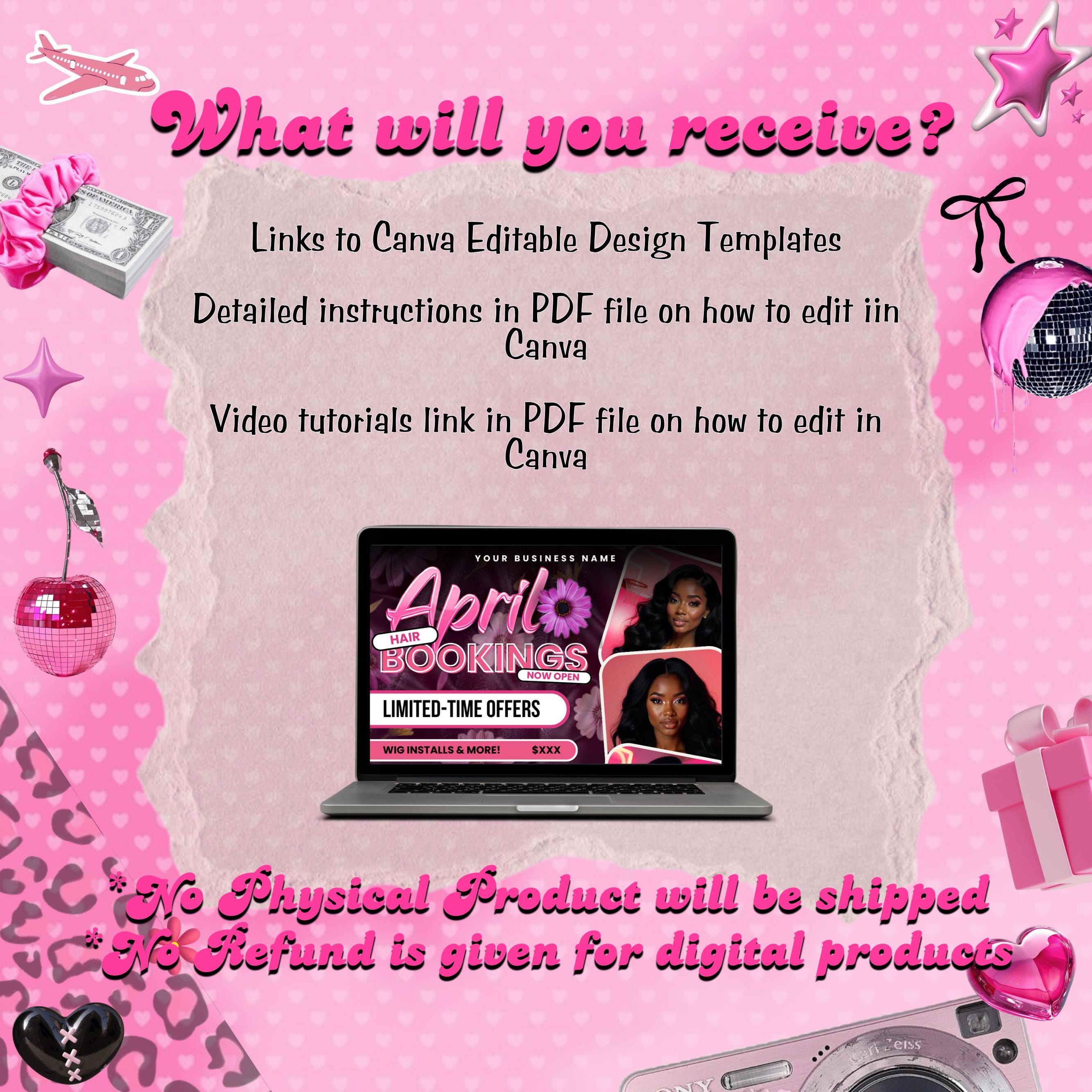 April Booking Flyer Canva Template, Diy April Flyer, Hair Flyer, Easter Booking Flyer, Springs Flyers, April Makeup Flyer, Book Now Flyer