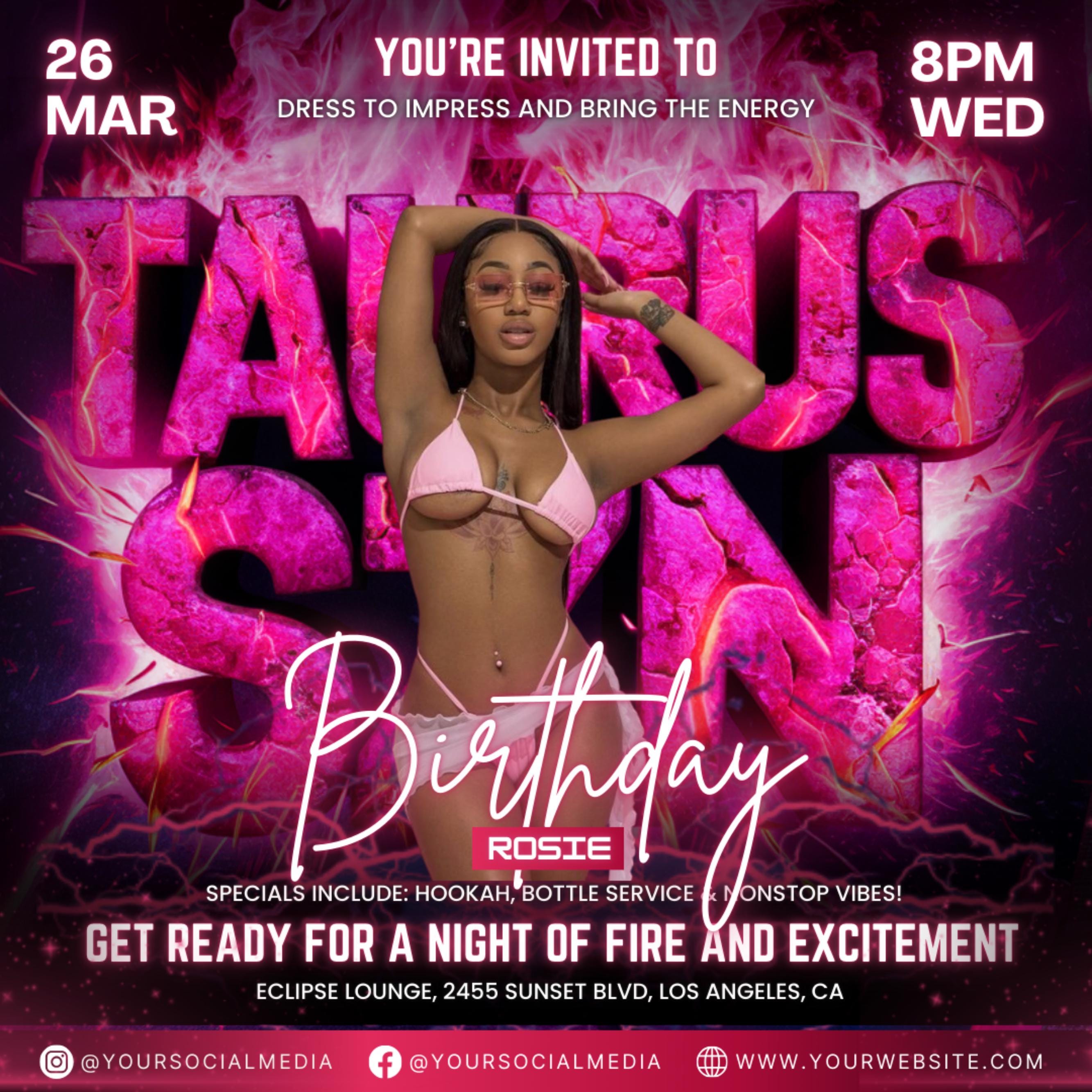 Taurus Season Party Flyer, Birthday Szn Flyer, Taurus Invitation Flyer, Taurus Birthday Event, Social Media Flyer, Premade Flyer Template