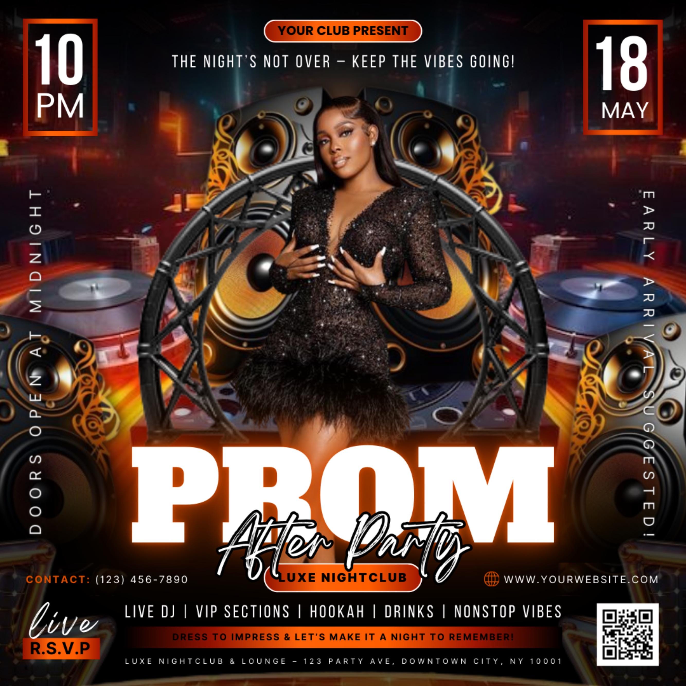 Prom After Party Flyer, College School After Party, Prom Season Flyer, Prom Party Invite, Prom Send Off Party Invitation, Canva Template