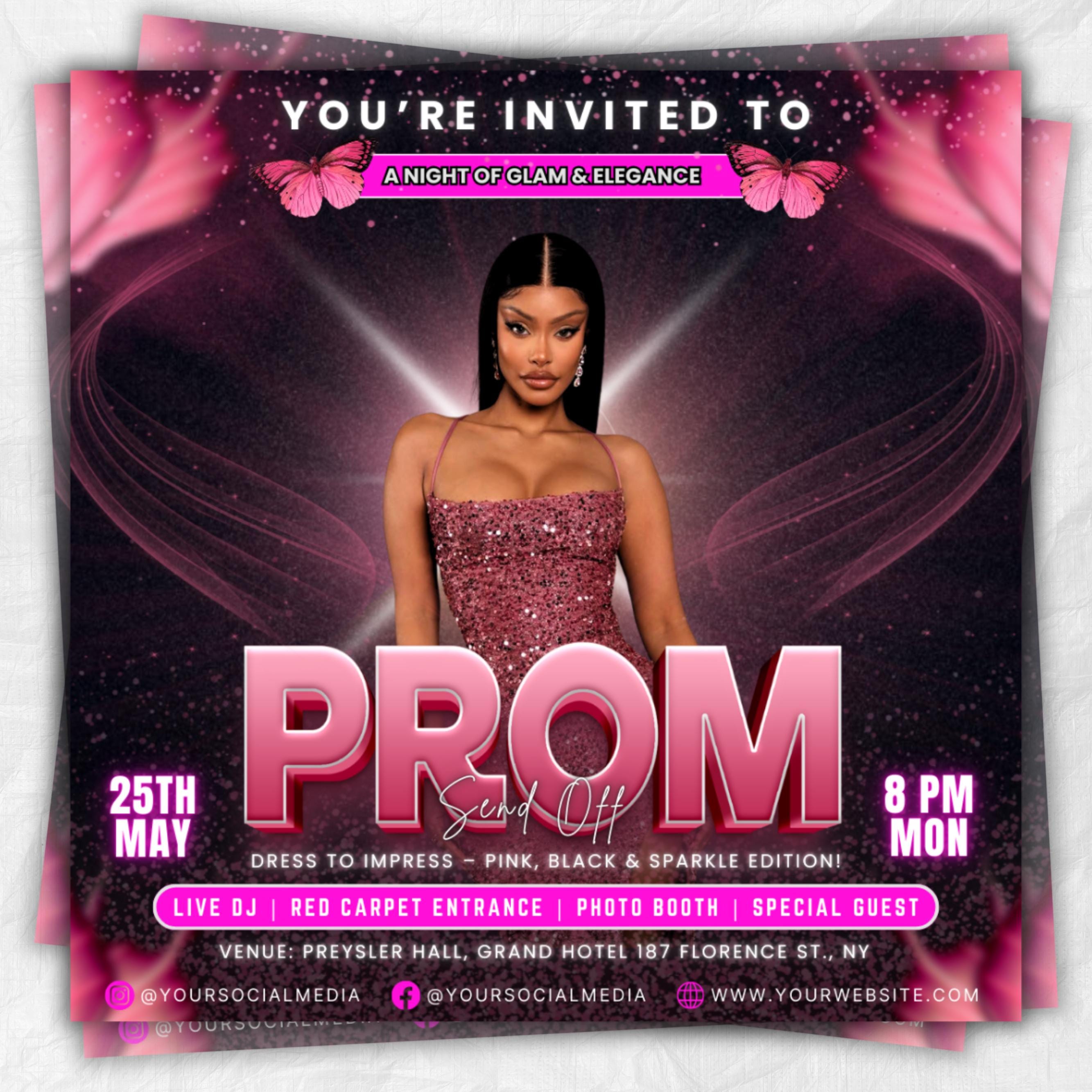 Prom Invitation, Prom Send Off Flyer, Prom Invitation Flyer, Prom Flyer, Prom Invite Flyer,Prom Party Invite,Canva Template,instant download