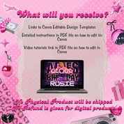 Aries Birthday Flyer, Birthday Flyer Templates, Girl Birthday Party Flyer, Celebration Flyer, Black & Purple Birthday Event Flyer Invitation