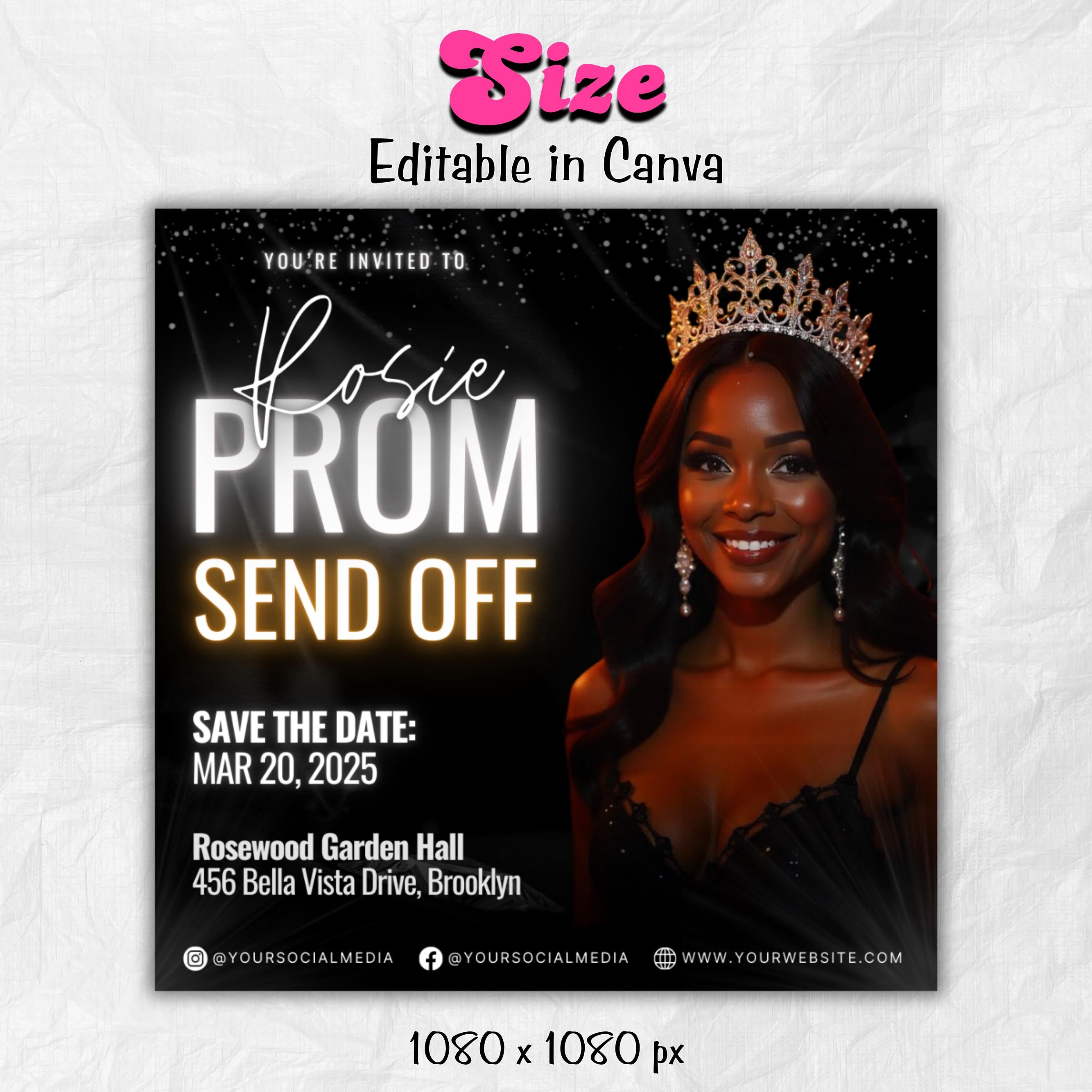 Prom Invitation, Prom Send Off Flyer, Prom Invitation Flyer, Prom Flyer, Prom Invite Flyer,Prom Party Invite,Canva Template,instant download