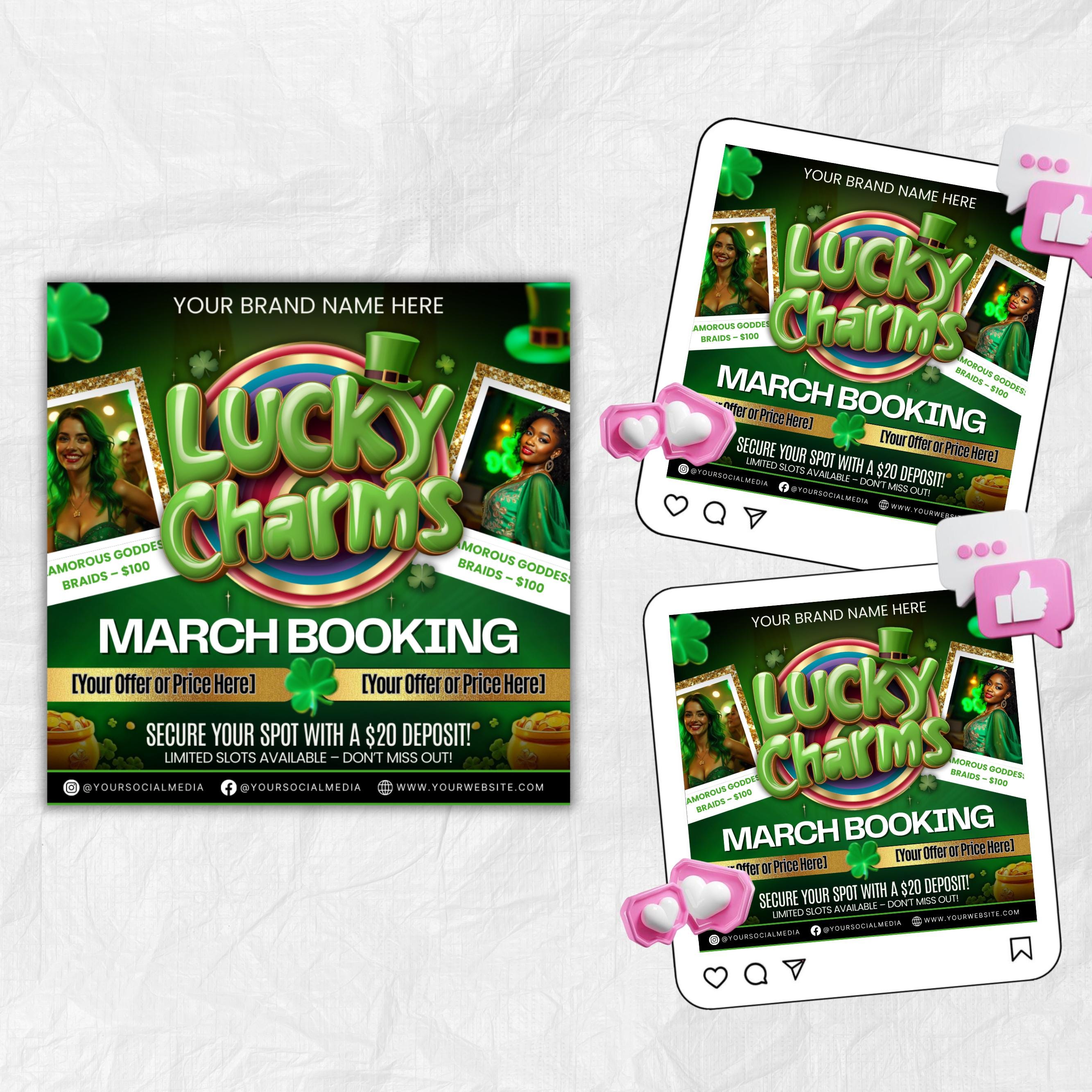 March Booking Flyer, St. Patricks Day Flyer, March Books, March Madness Flyer Nail Booking Flyer,Makeup Flyer Lash Tech Flyer,Canva Template