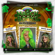 March Booking Flyer, St. Patricks Day Flyer, March Books, March Madness Flyer Nail Booking Flyer,Makeup Flyer Lash Tech Flyer,Canva Template