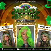 March Booking Flyer, St. Patricks Day Flyer, March Books, March Madness Flyer Nail Booking Flyer,Makeup Flyer Lash Tech Flyer,Canva Template