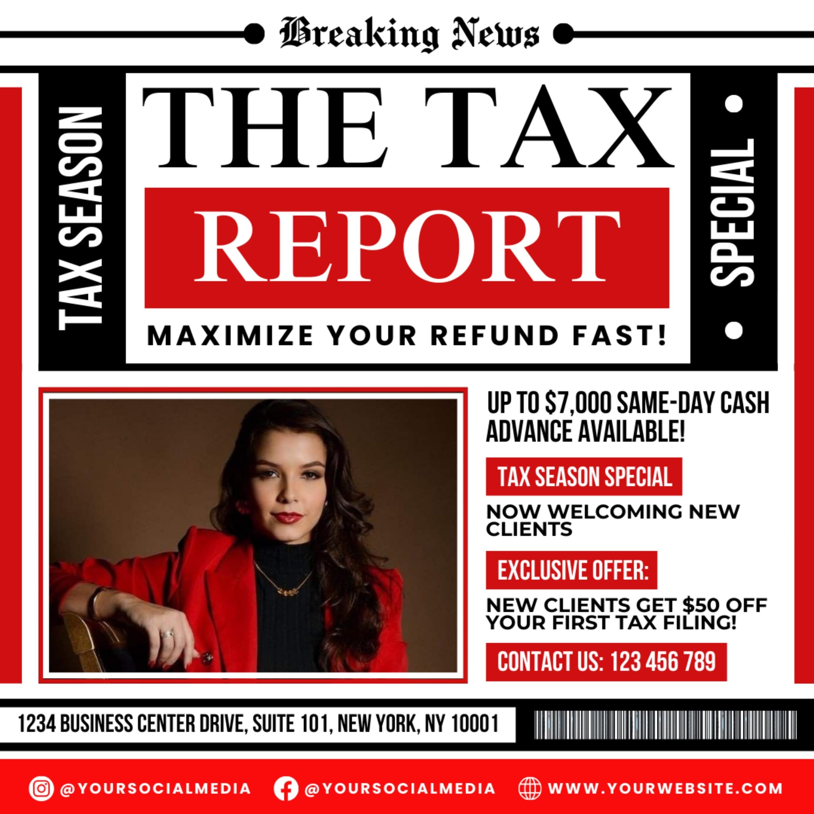 Tax Preparation Flyer, Tax Flyer, Tax Season, Tax Prep Season Flyer, Accountant Flyer, Tax Prep Instagram Template, Tax Preparation Flyer