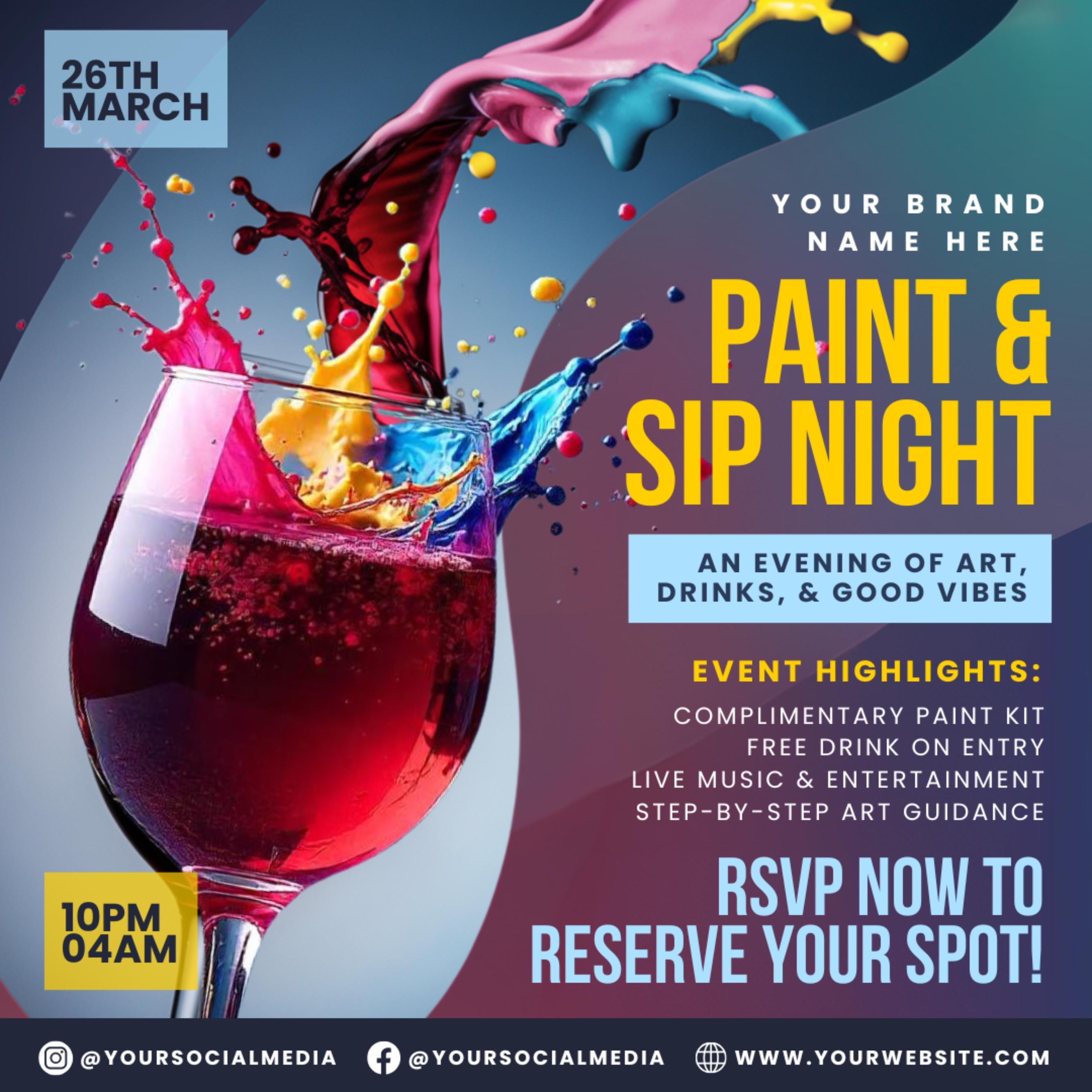 Paint and Sip Flyer, Paint Party Flyer, DIY Flyer Template Design, Premade Business Event Flyer, Sip and Shop Flyer, Canva Template,Editable