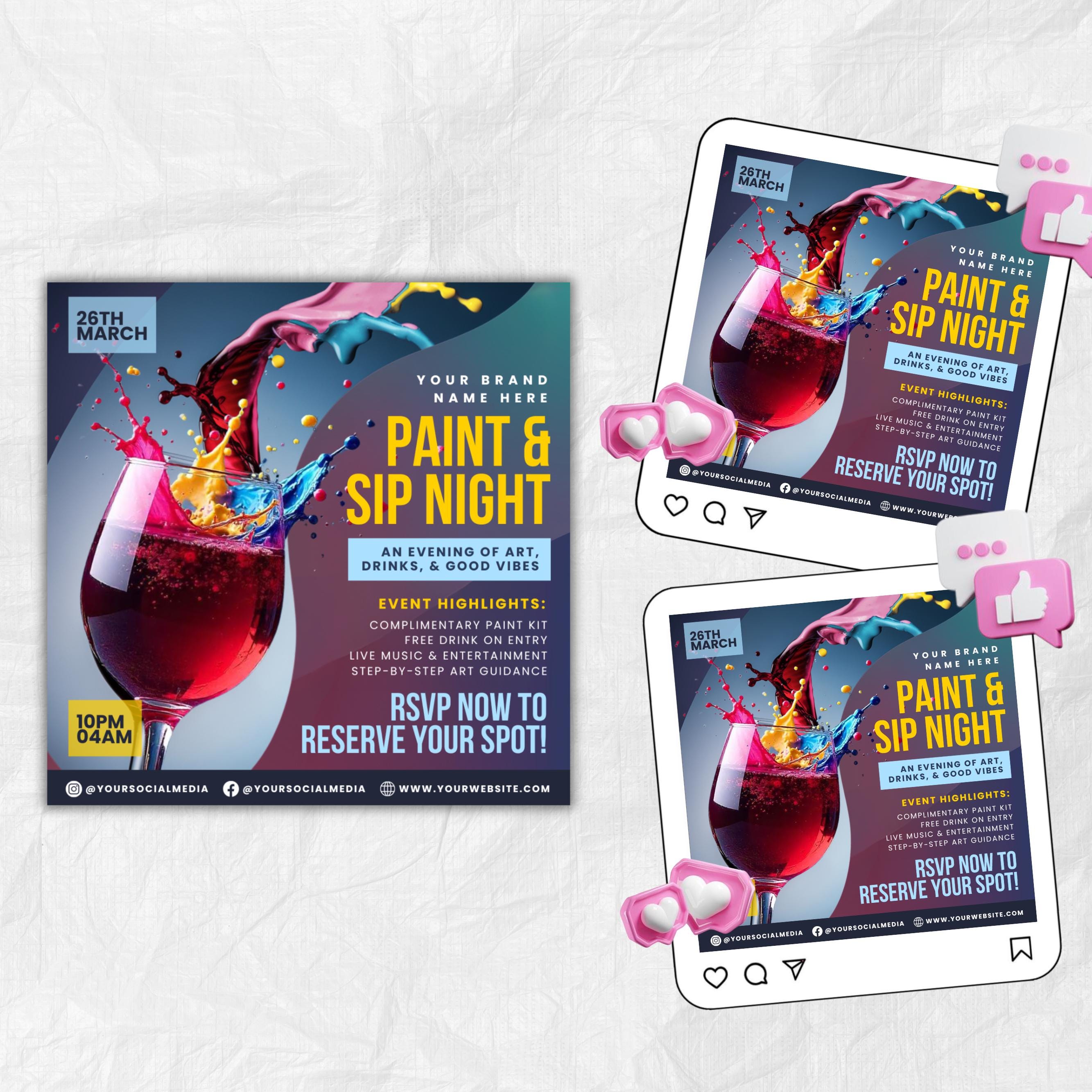 Paint and Sip Flyer, Paint Party Flyer, DIY Flyer Template Design, Premade Business Event Flyer, Sip and Shop Flyer, Canva Template,Editable