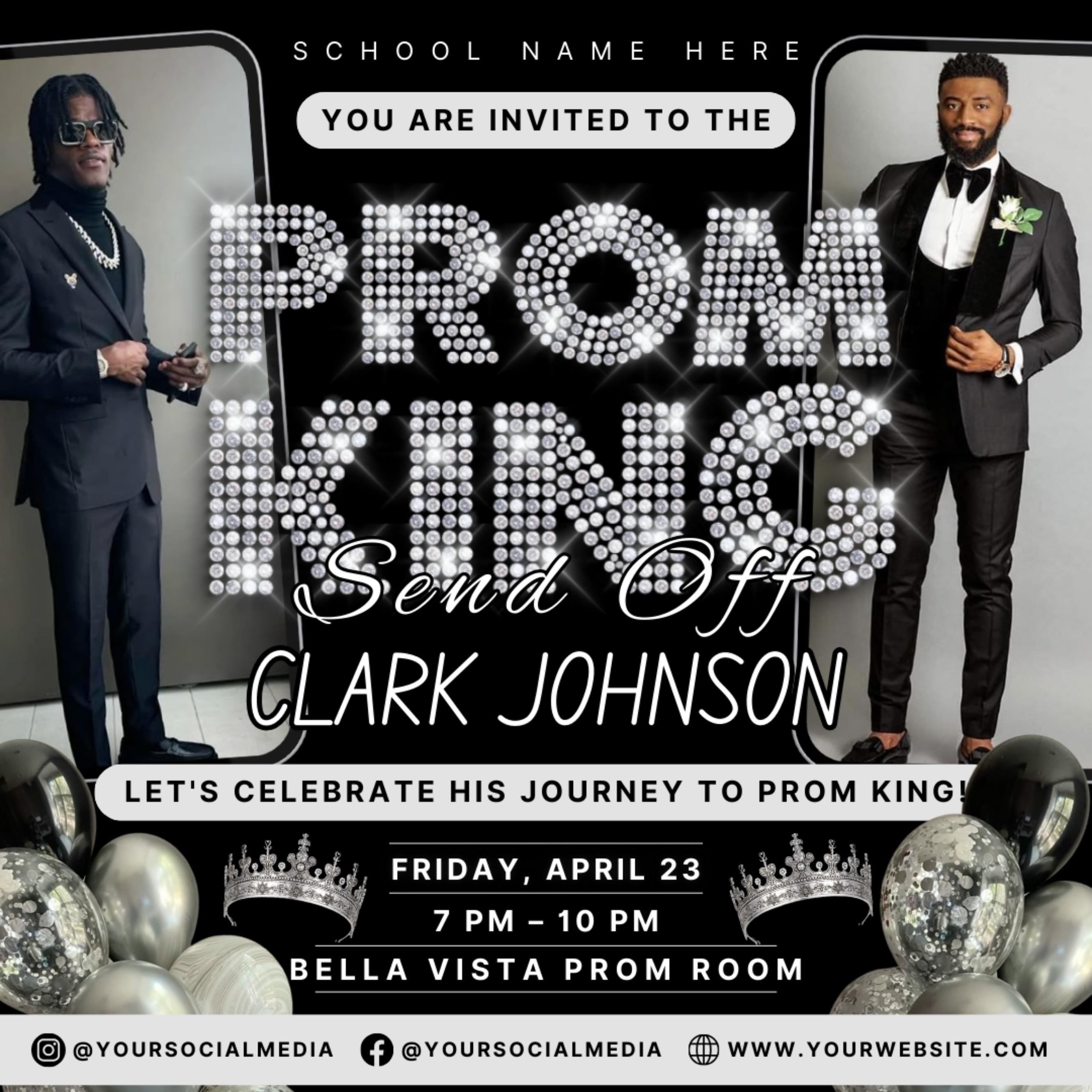 Vote for Prom King Flyer, Prom Send Off Flyer, Prom Invitation Flyer, Prom King Flyer, Graduation Flyer, Prom King Template, Canva Template
