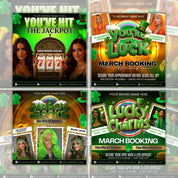 March Booking Flyer Bundle, March Books, St. Patricks Day Flyer,Casino Flyer, Book Now Flyer, Lash Tech Flyer,Hair Nail Flyer Canva Template
