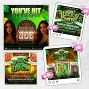 March Booking Flyer Bundle, March Books, St. Patricks Day Flyer,Casino Flyer, Book Now Flyer, Lash Tech Flyer,Hair Nail Flyer Canva Template