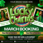 March Booking Flyer Bundle, March Books, St. Patricks Day Flyer,Casino Flyer, Book Now Flyer, Lash Tech Flyer,Hair Nail Flyer Canva Template