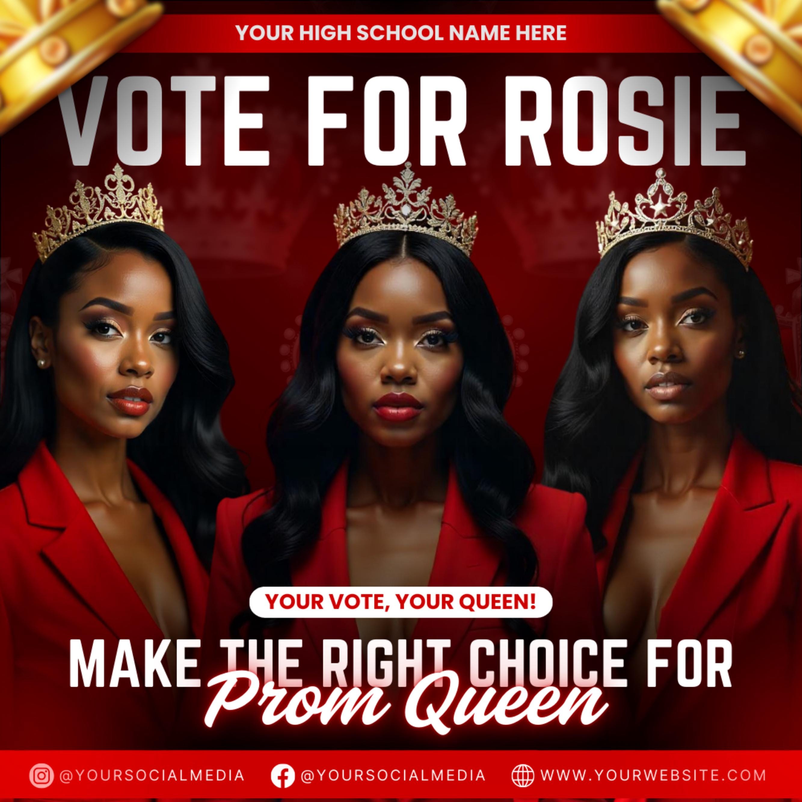 Vote Prom Queen Flyer, Prom Flyer, Prom Queen Campaign, Prom Queen Flyer, Campaign Flyer, High School Class of 2025, Homecoming Queen Flyer