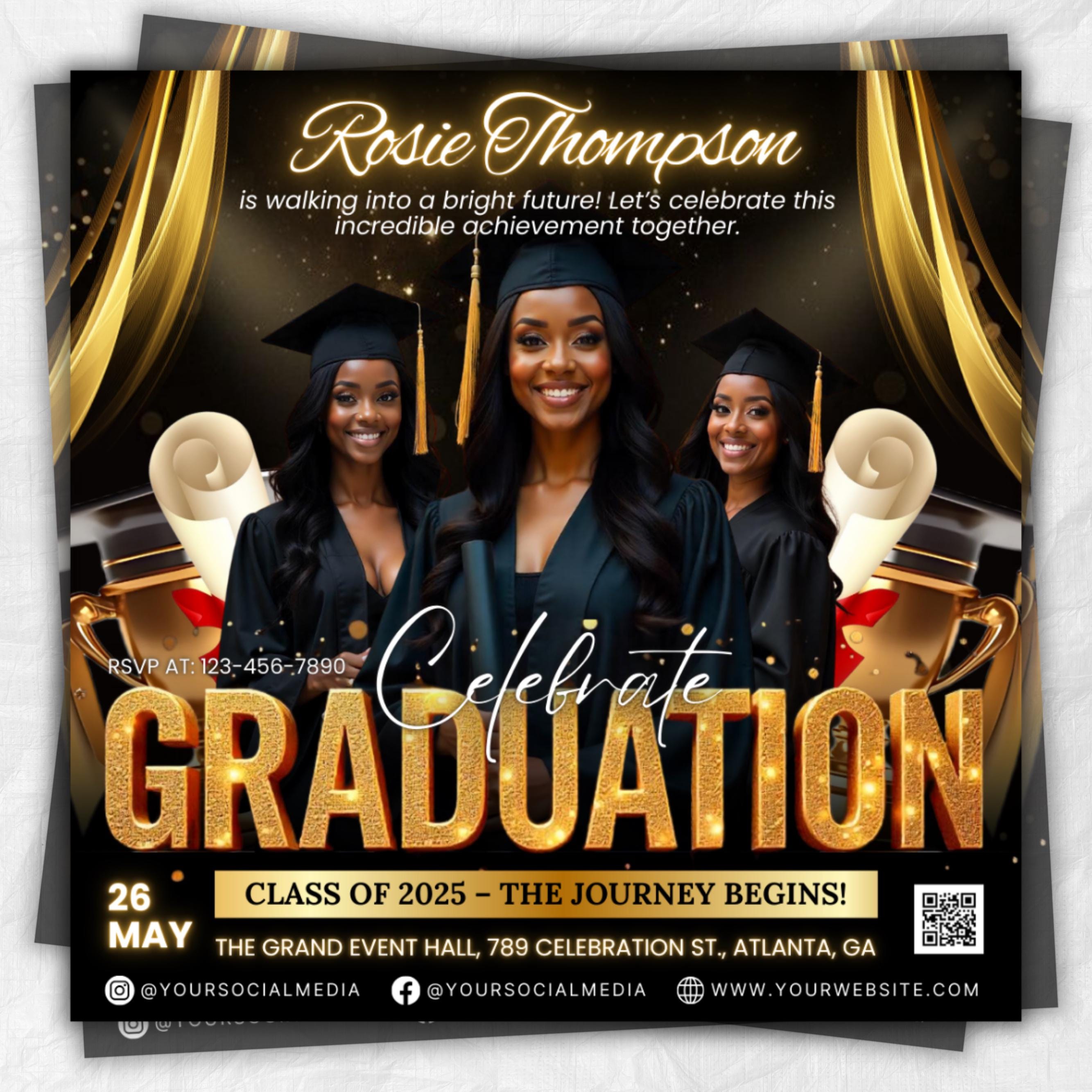Graduate Flyer, Graduation Party, Graduation Invitation, Grad She Did It Party, Class Of 2025 Flyer, Grad Announcement Flyer, Canva Template