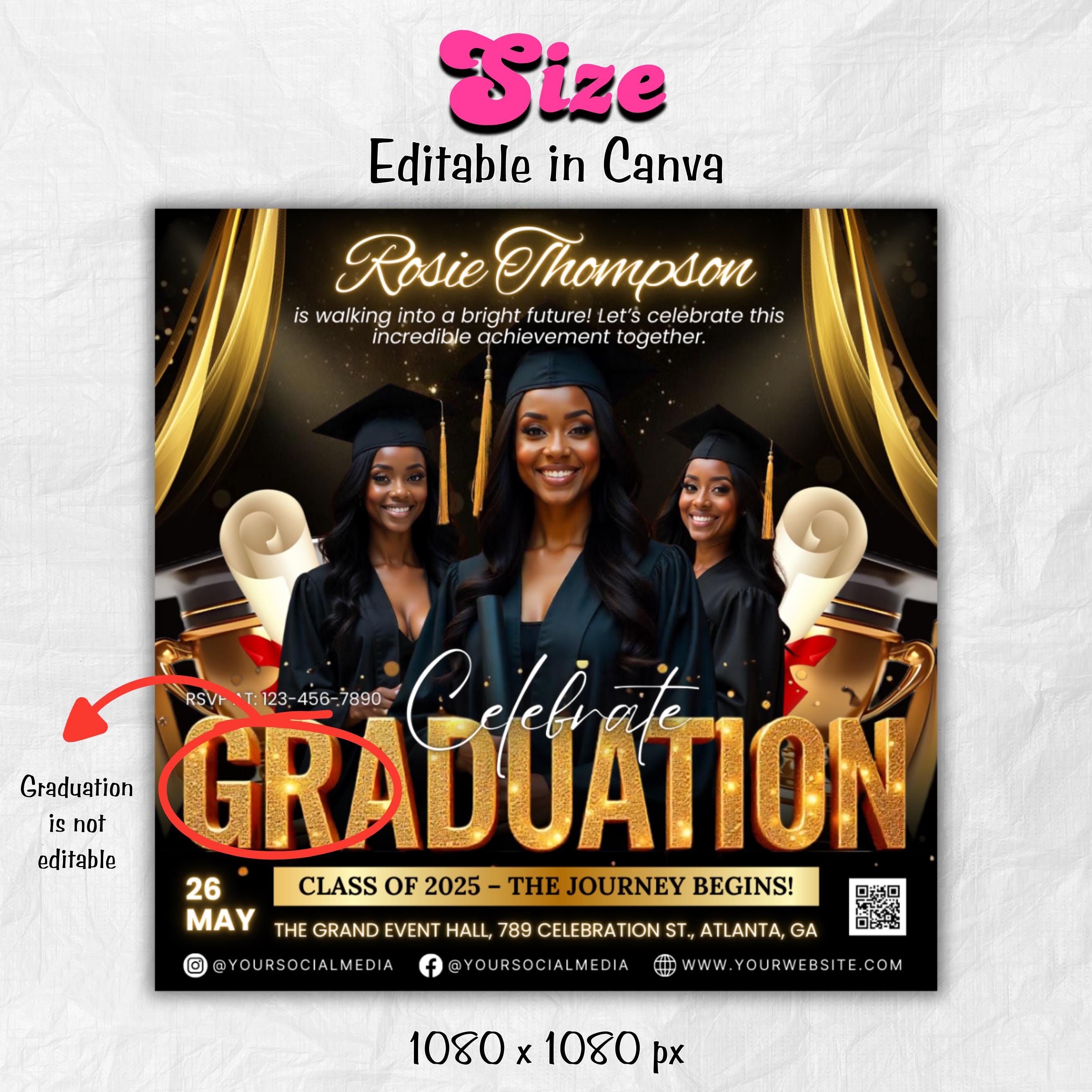 Graduate Flyer, Graduation Party, Graduation Invitation, Grad She Did It Party, Class Of 2025 Flyer, Grad Announcement Flyer, Canva Template