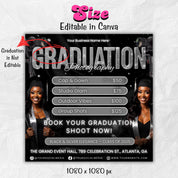 Graduation Photoshoot Flyer, Graduation Photos Flyer, Photographer Flyer, Grad Photo Shoot Flyer, Graduation Season Flyer, Canva Template,